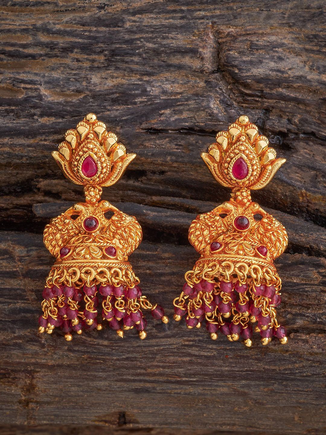 

Kushal's Fashion Jewellery Gold-Plated Dome Shaped Jhumkas Earrings