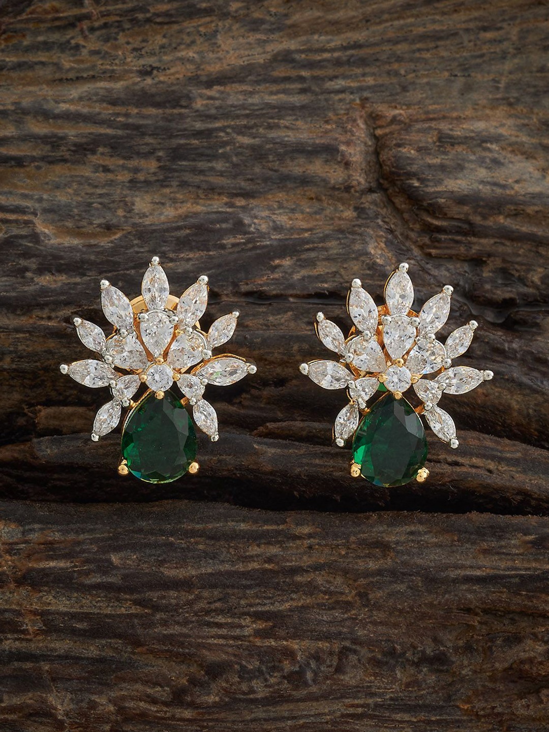 

Kushal's Fashion Jewellery Gold Plated Zircon Studdded Contemporary Studs, Green