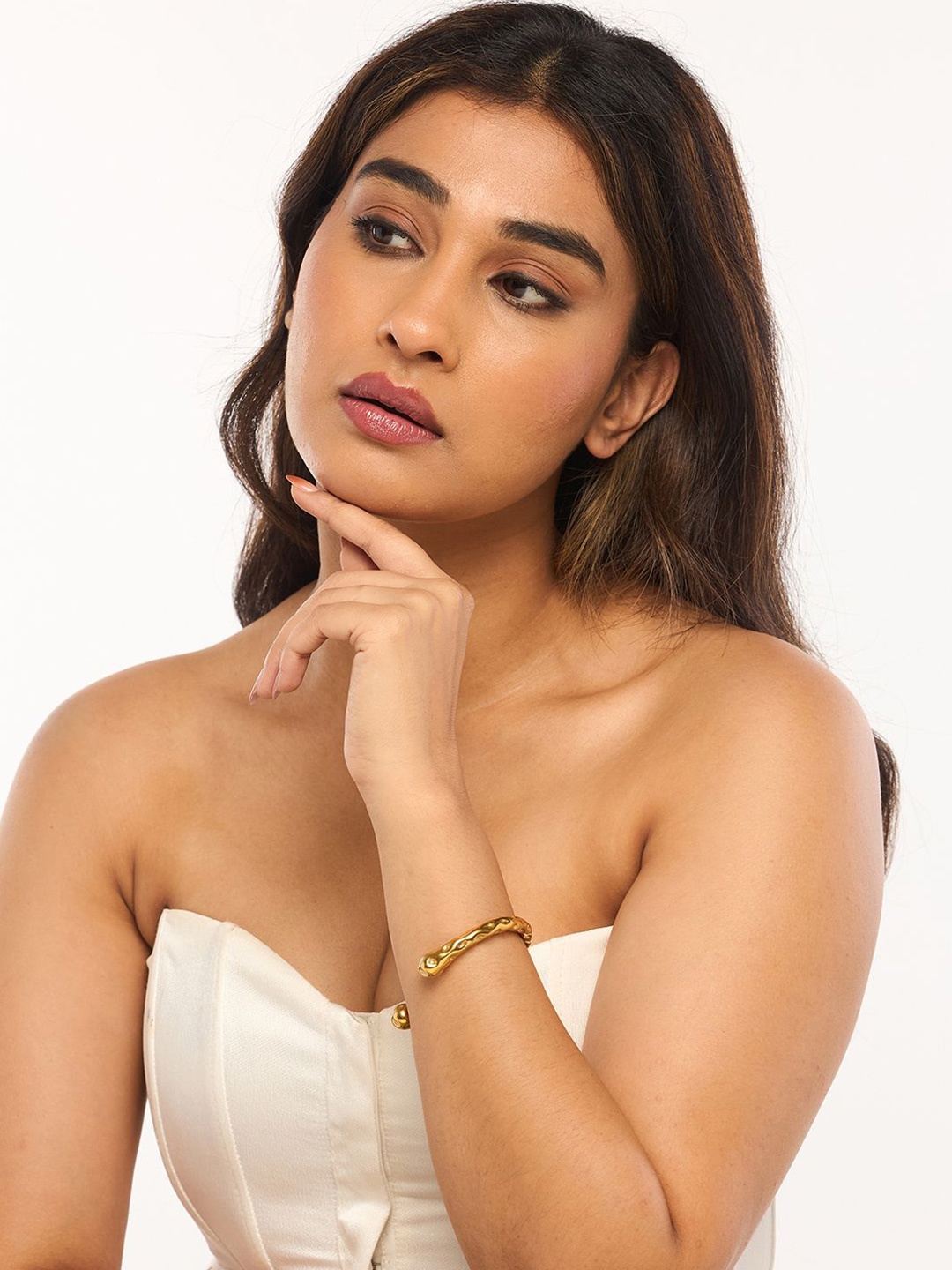 

WHITE LIES Stainless Steel Gold-Plated Cuff Bracelet