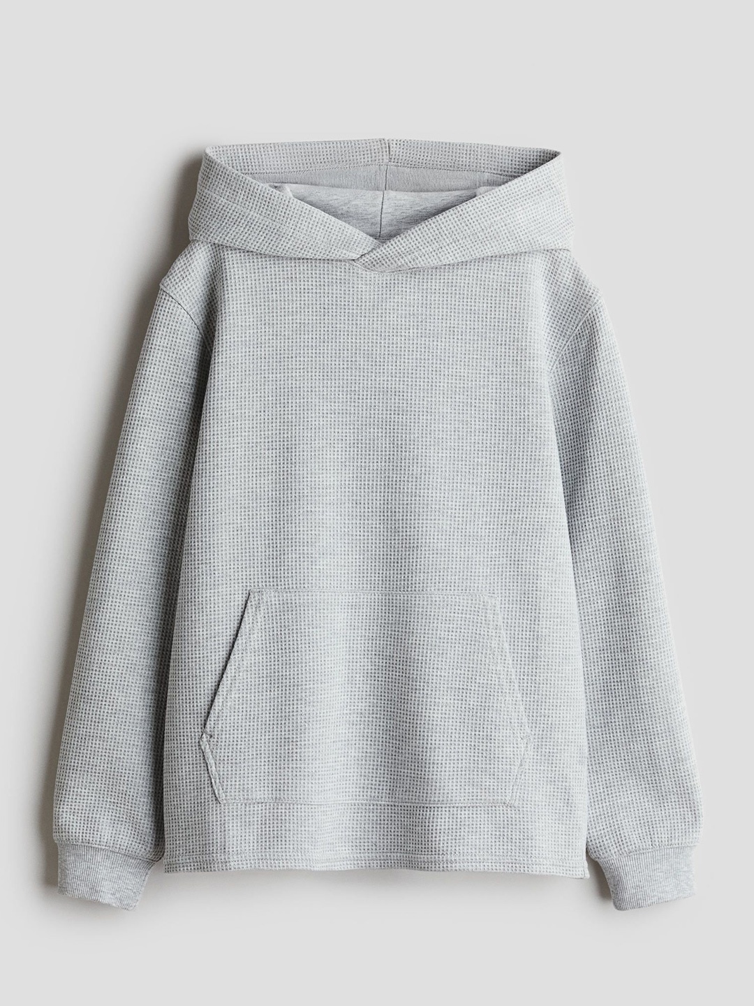 

H&M Waffled Jersey Hoodie, Grey