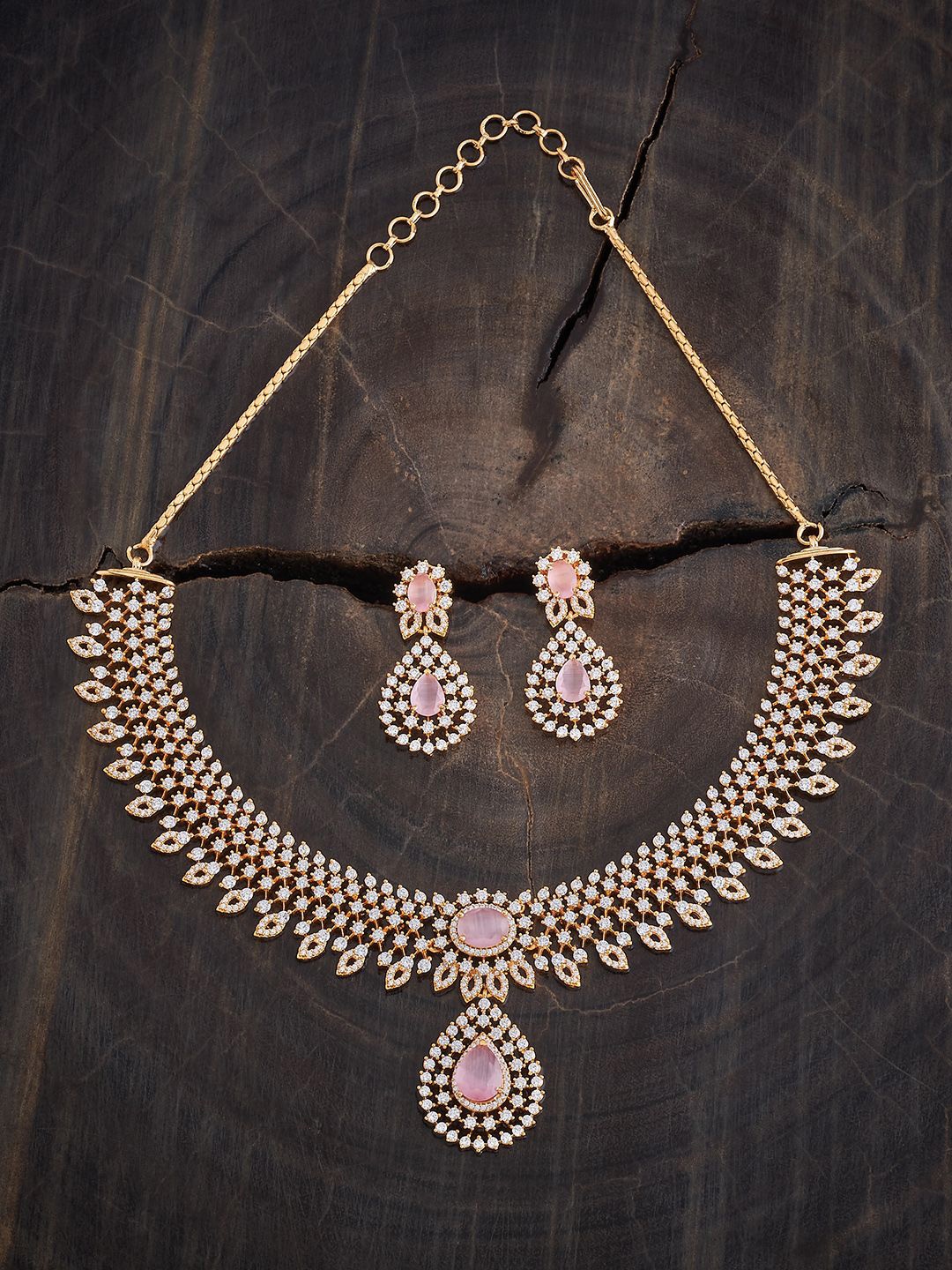 

Kushal's Fashion Jewellery Gold-Plated CZ-Studded Jewellery Set