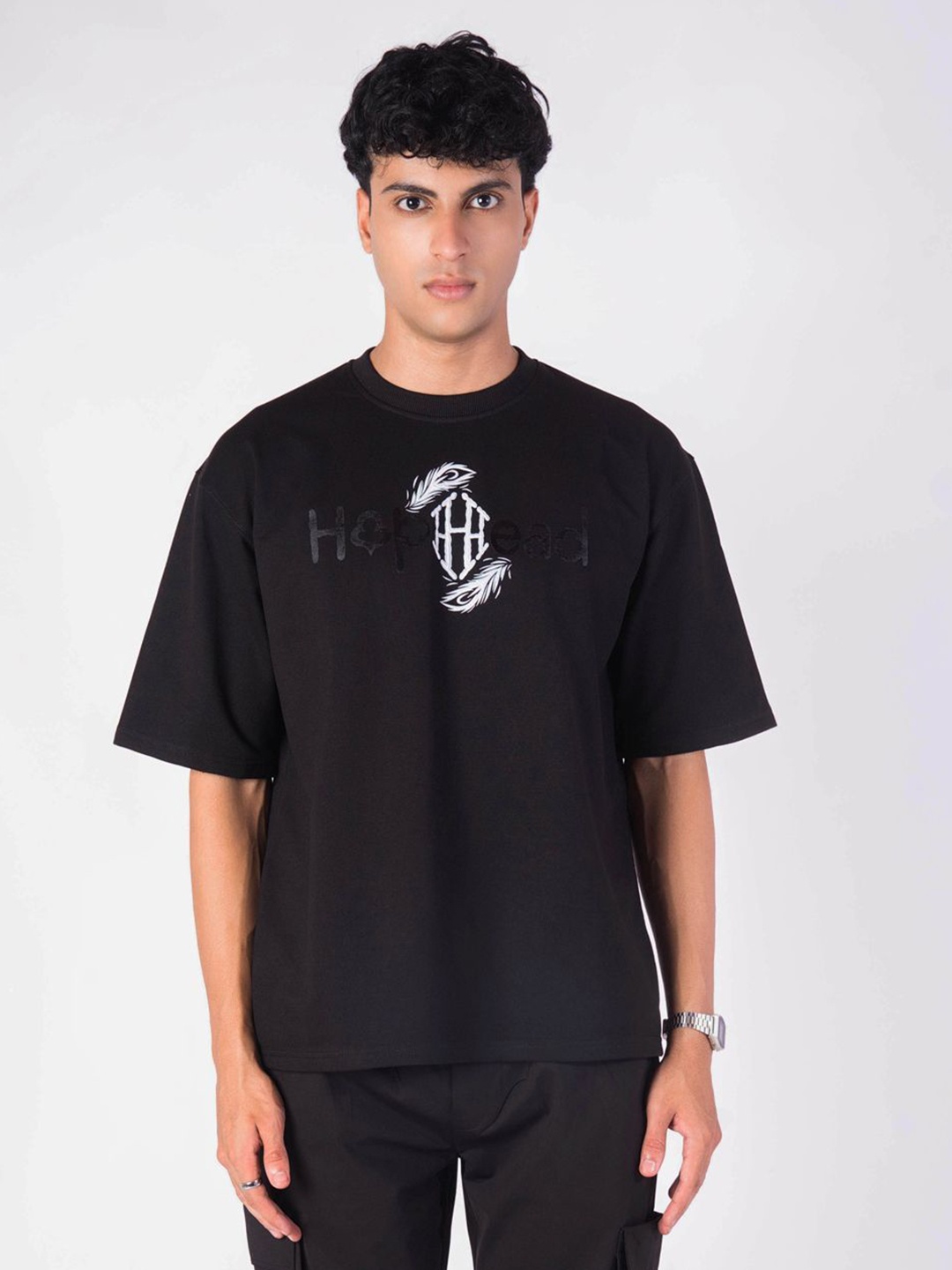 

Hop Head Leucistic Peacock Oversized Graphic T-Shirt, Black