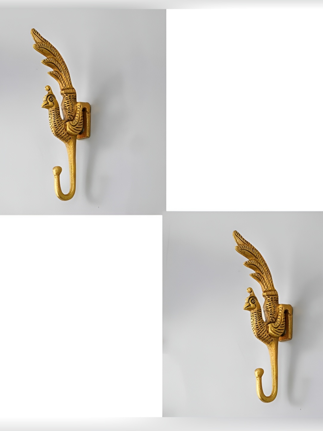 

IndianShelf Gold Toned 2 Piece Brass Peacock Wall Hooks