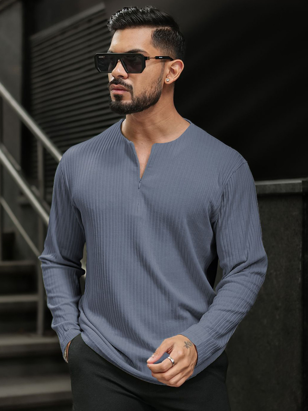 

Powerlook Men Self Design Round Neck Cotton T-shirt, Teal