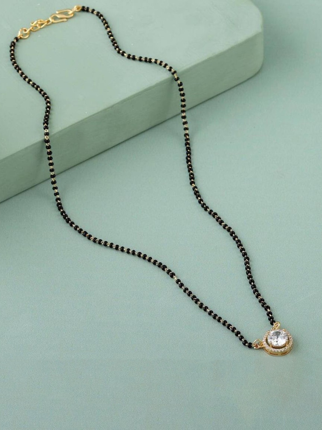 

Wynona Set of 2 Gold-Plated Stone Studded & Beaded Mangalsutras