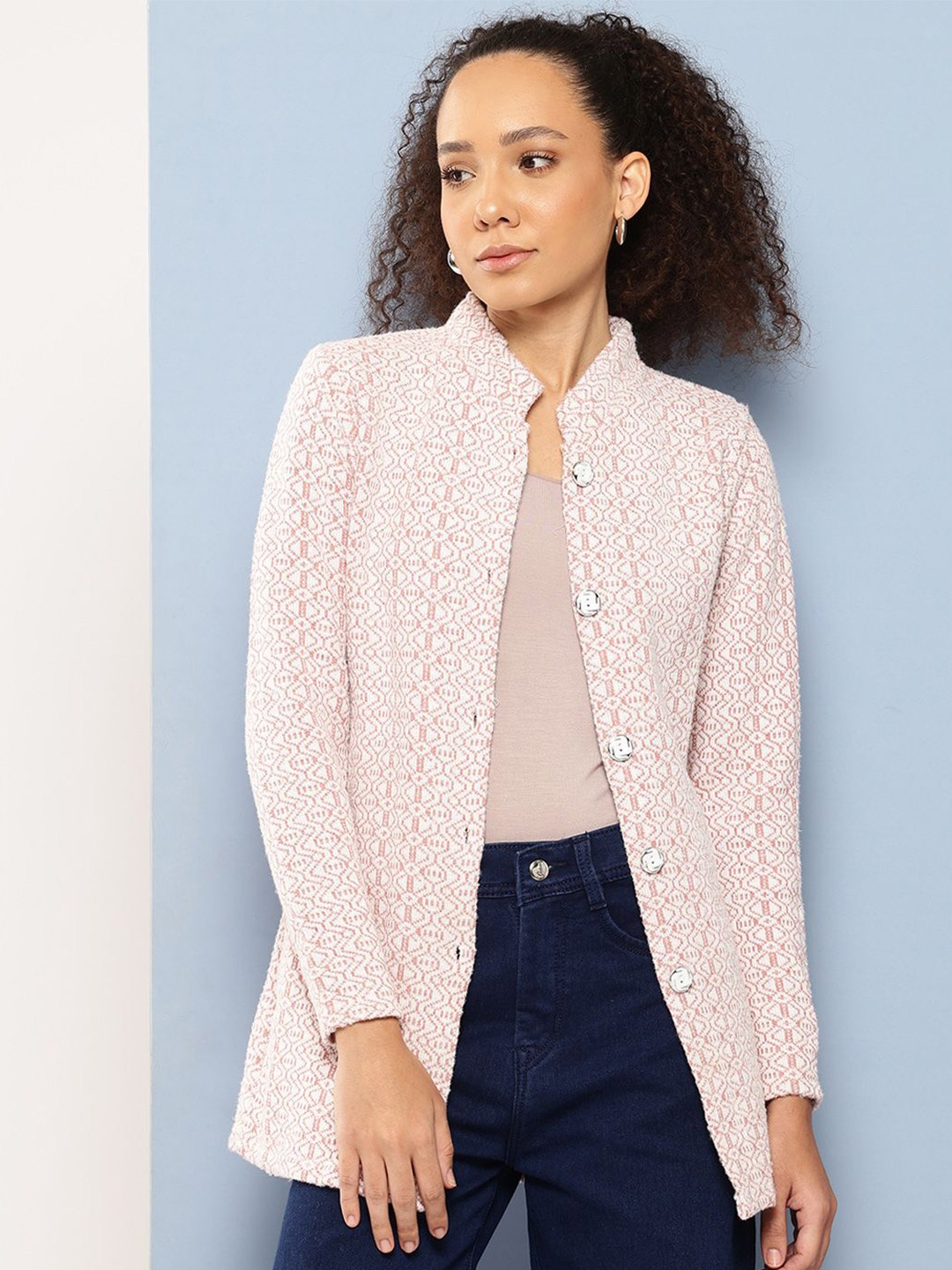 

BAESD Women Woollen Cardigan, Peach