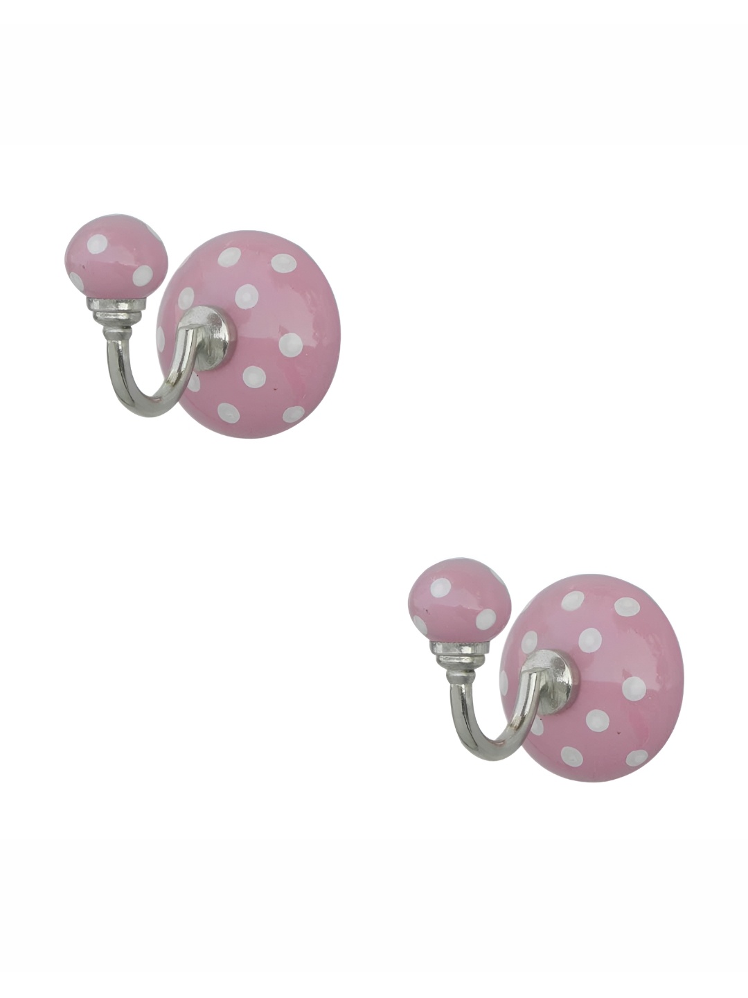 

IndianShelf Pink & Silver-Toned 2 Pieces Dot Printed Ceramic Wall Hooks