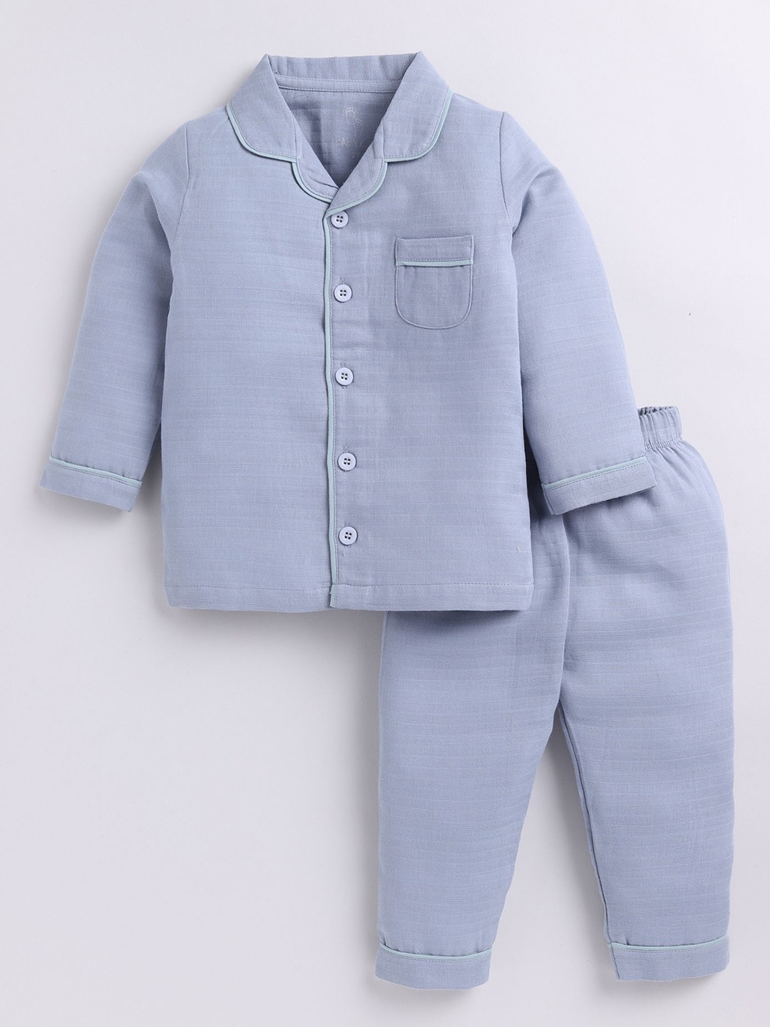 

BABY GO Boys Pure Cotton Shirt With Trousers, Blue