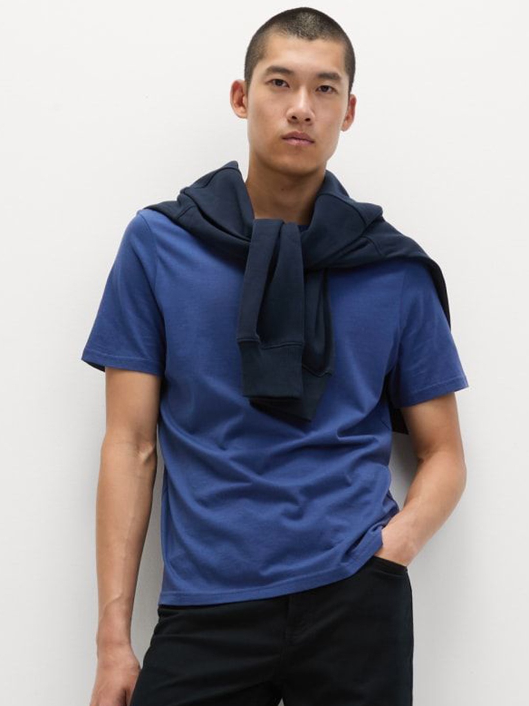 

Marks & Spencer Men Solid Round Neck Cotton T-shirt, Blue