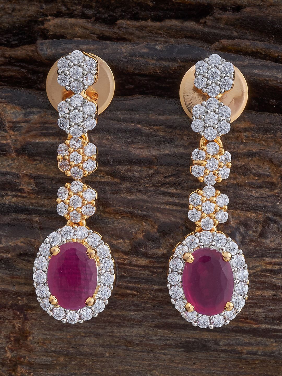 

Kushal's Fashion Jewellery Rhodium-Plated Zircon Studded Contemporary Drop Earrings, Silver