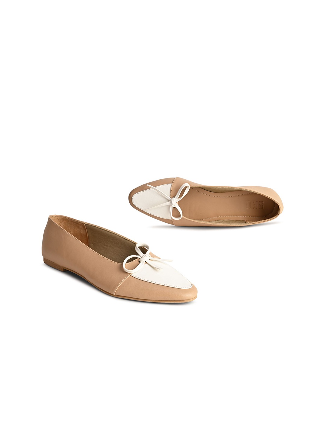 

SKO Women Ballerinas with Bows Flats, Nude