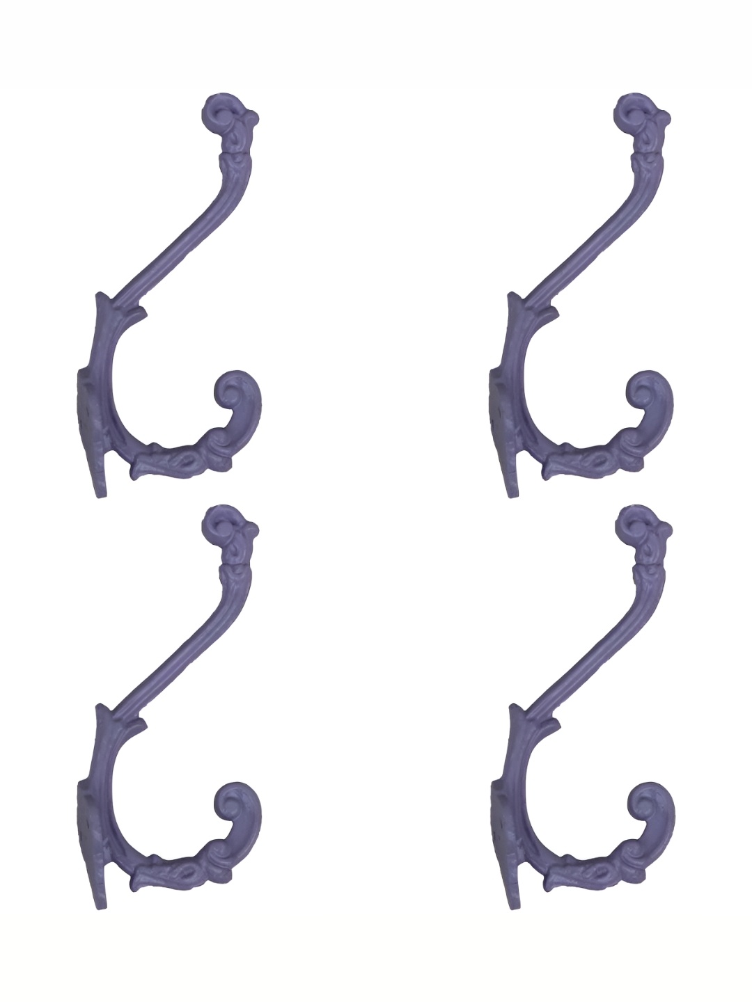 

IndianShelf Purple 4 Pieces Ceramic Engraved Wall Hooks