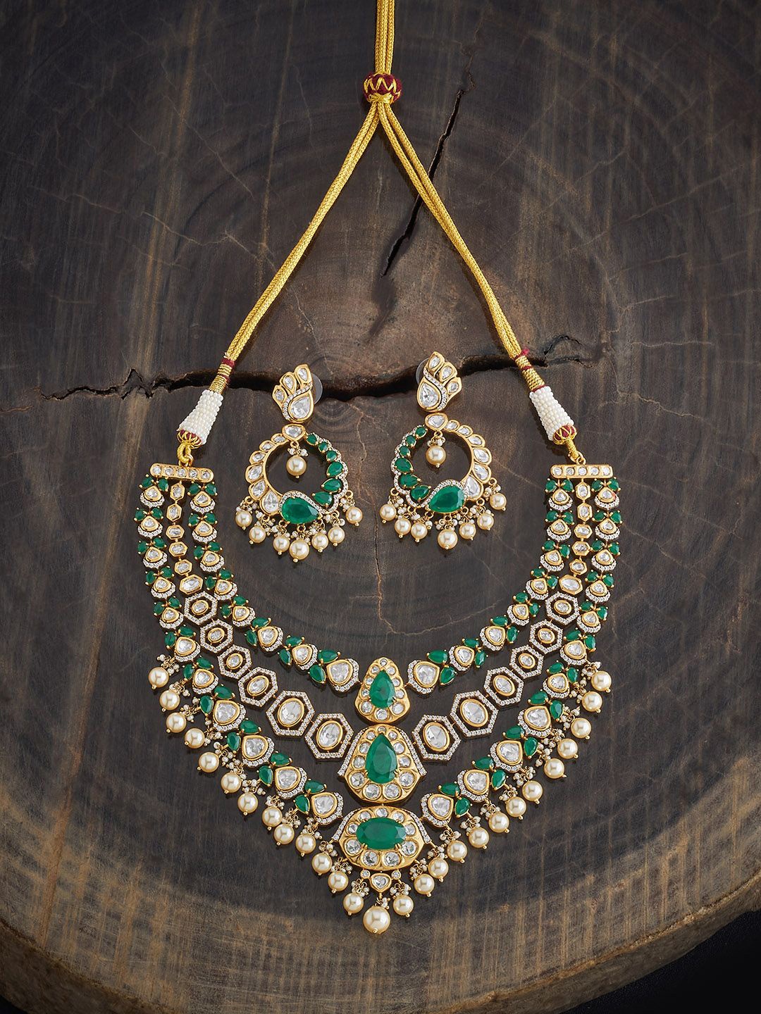

Kushal's Fashion Jewellery Kundan Studded & Beaded Jewellery Set, Gold