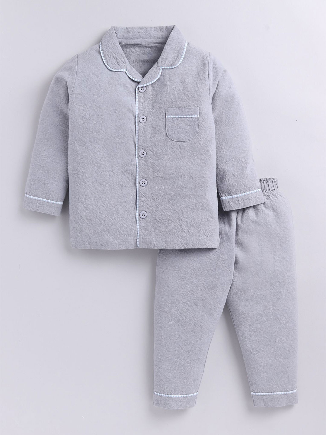 

BABY GO Boys Pure Cotton Shirt With Trousers, Grey