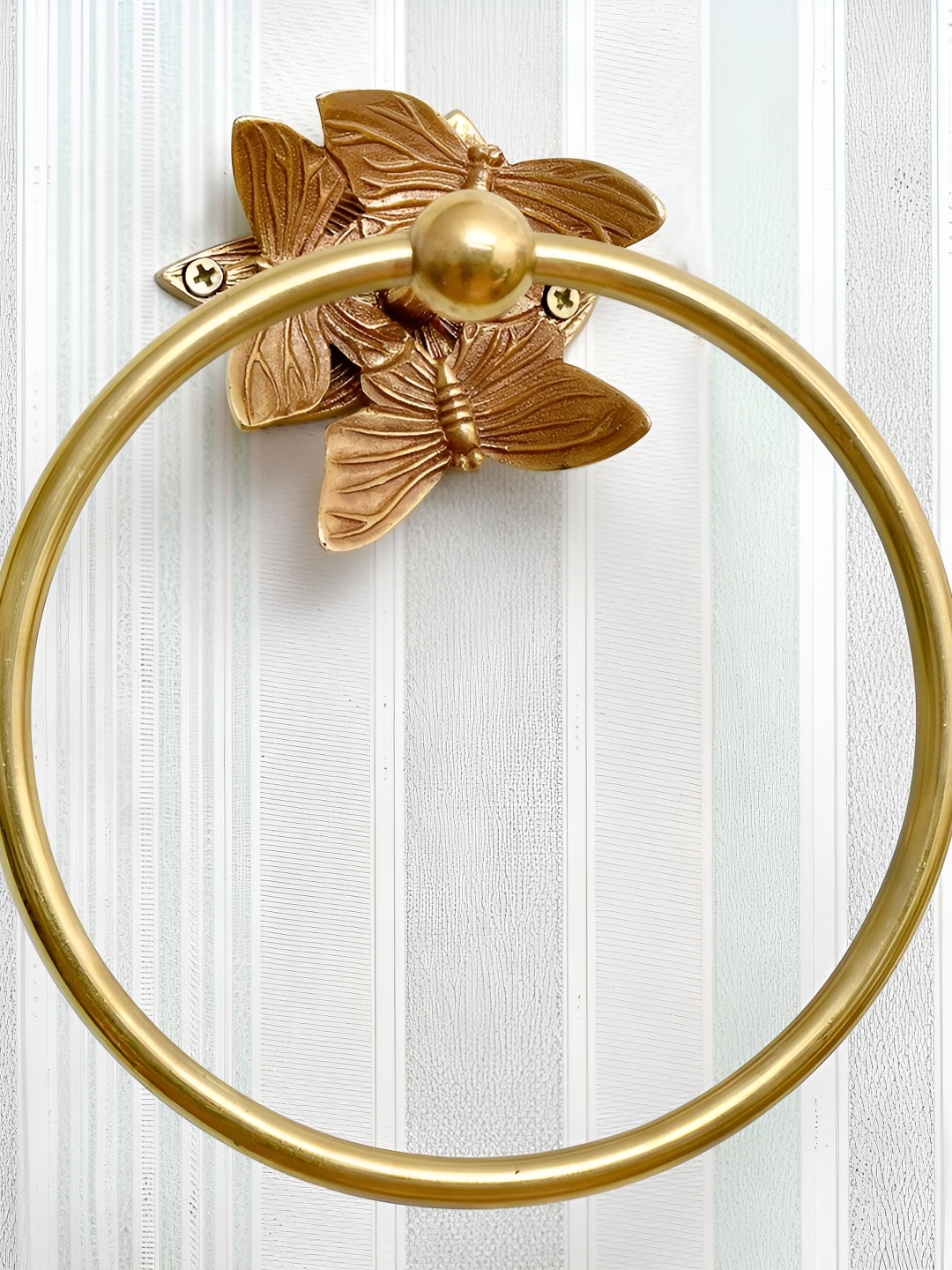 

IndianShelf Goldtoned Brass Butterfly Textured Wall Hooks, Gold