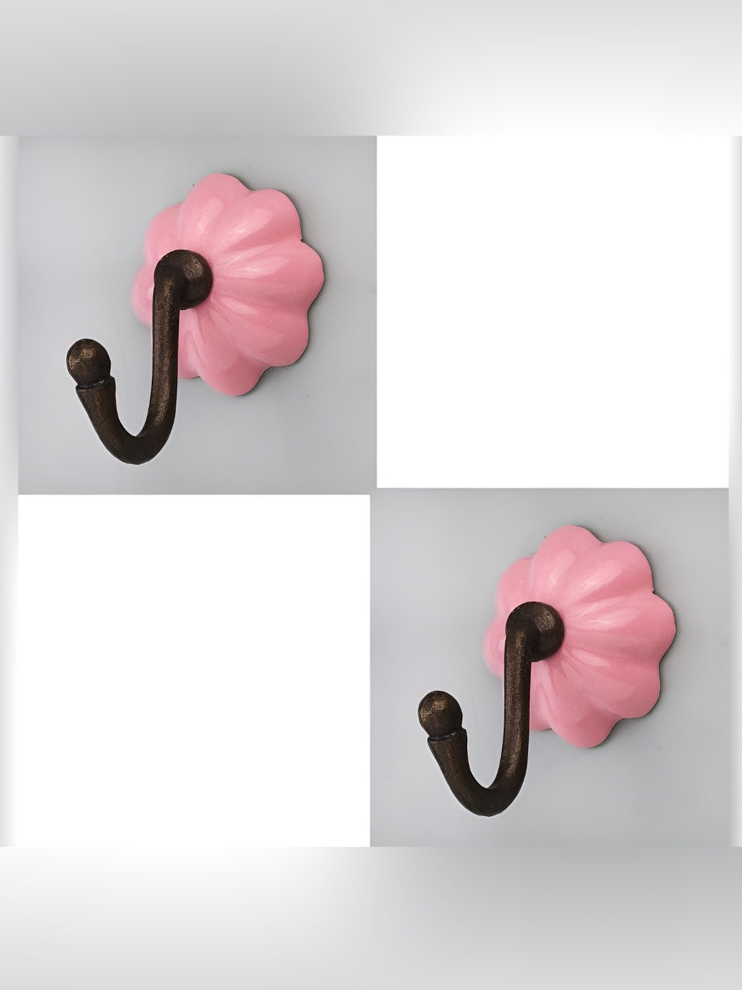 

IndianShelf Pink 2 Pcs Ceramic Melon Wall Hooks Door Hanger