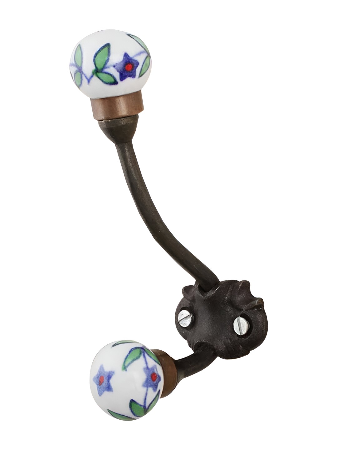 

IndianShelf Bronze & White Leaf Printed Ceramic Wall Hooks