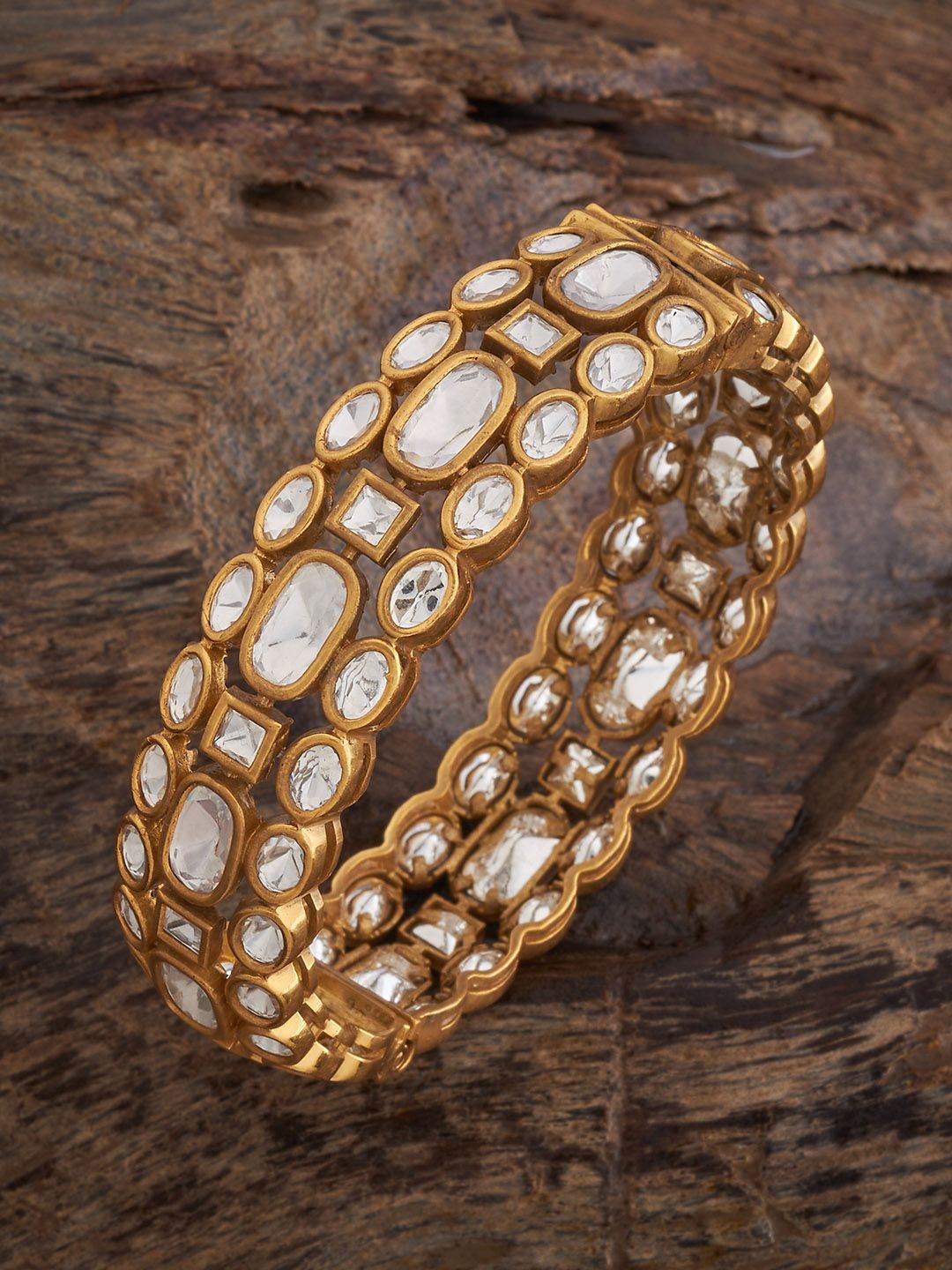 

Kushal's Fashion Jewellery Kundan Stone Studded Bangle, Gold