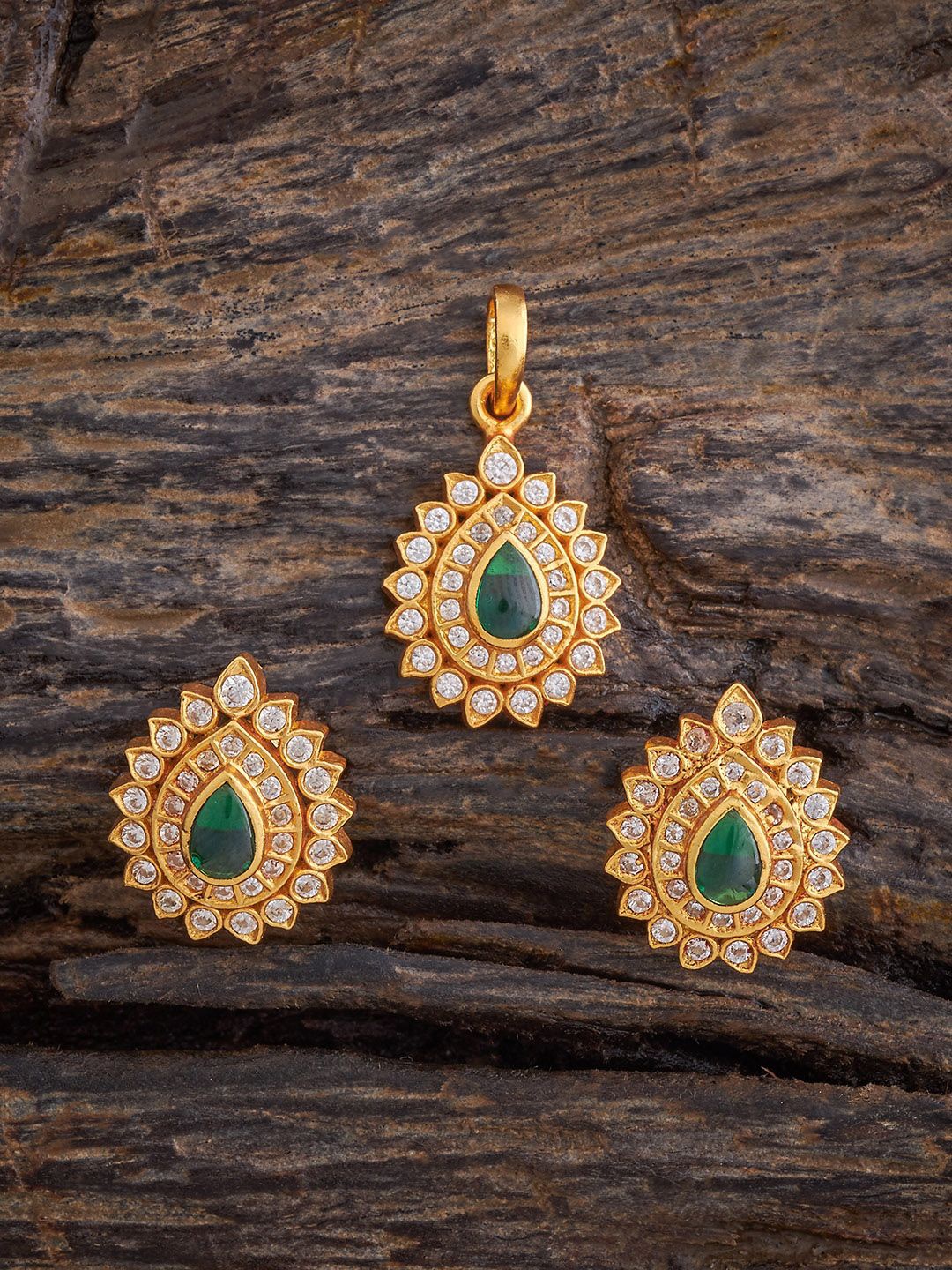

Kushal's Fashion Jewellery 92.5 Gold-Plated CZ Stone-Studded Jewellery Set