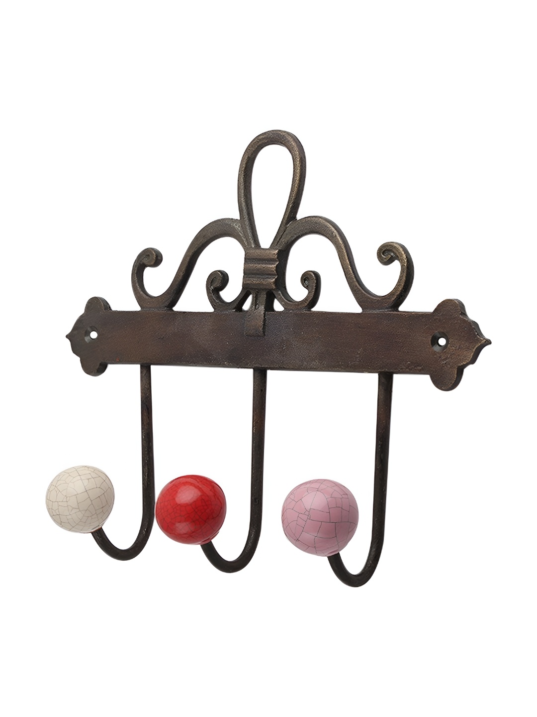 

IndianShelf Red & White Crackle Printed Ceramic Wall Hook