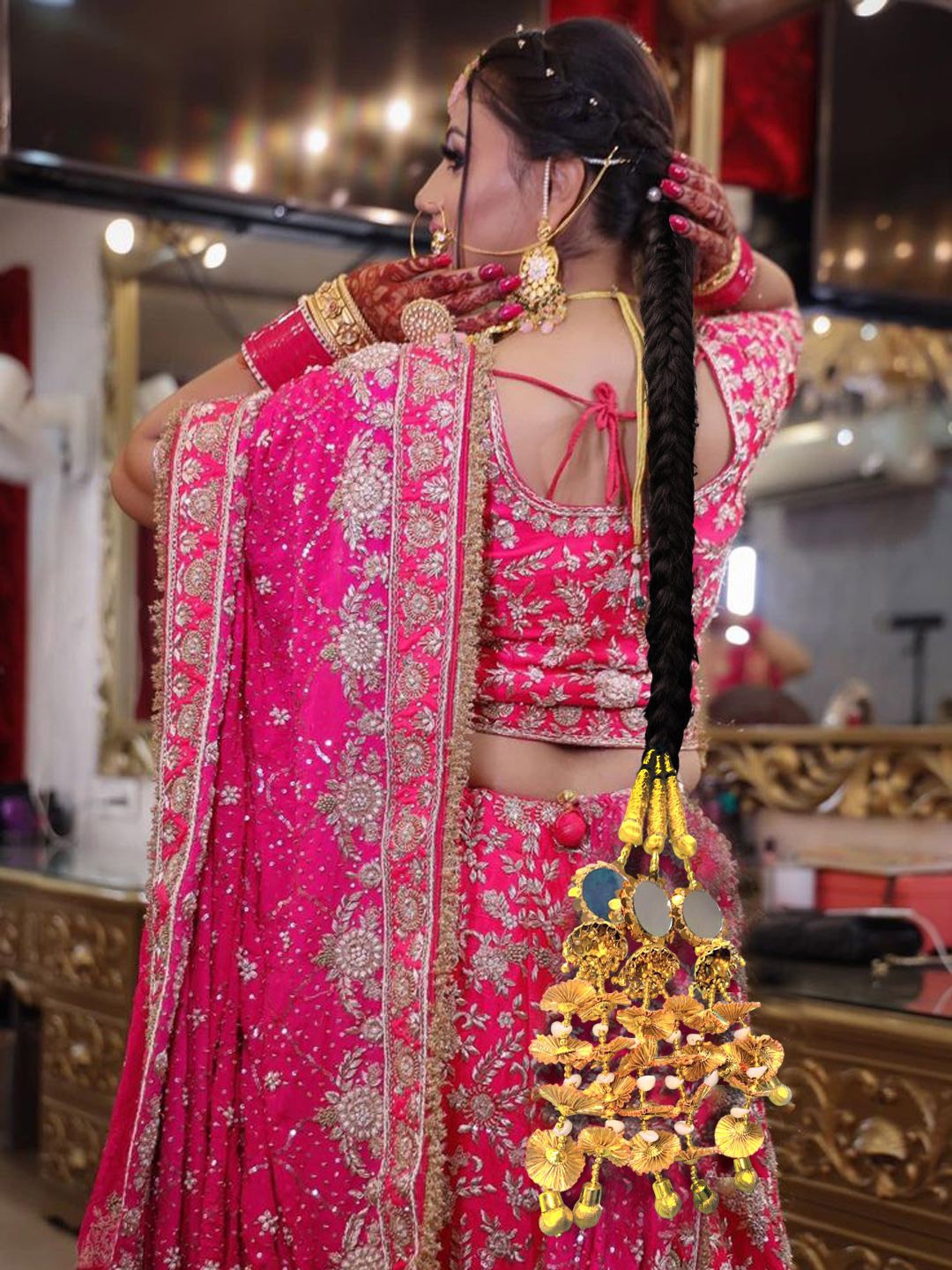 

VAGHBHATT Women Bridal Paranda Hair Accessory Set of, Gold