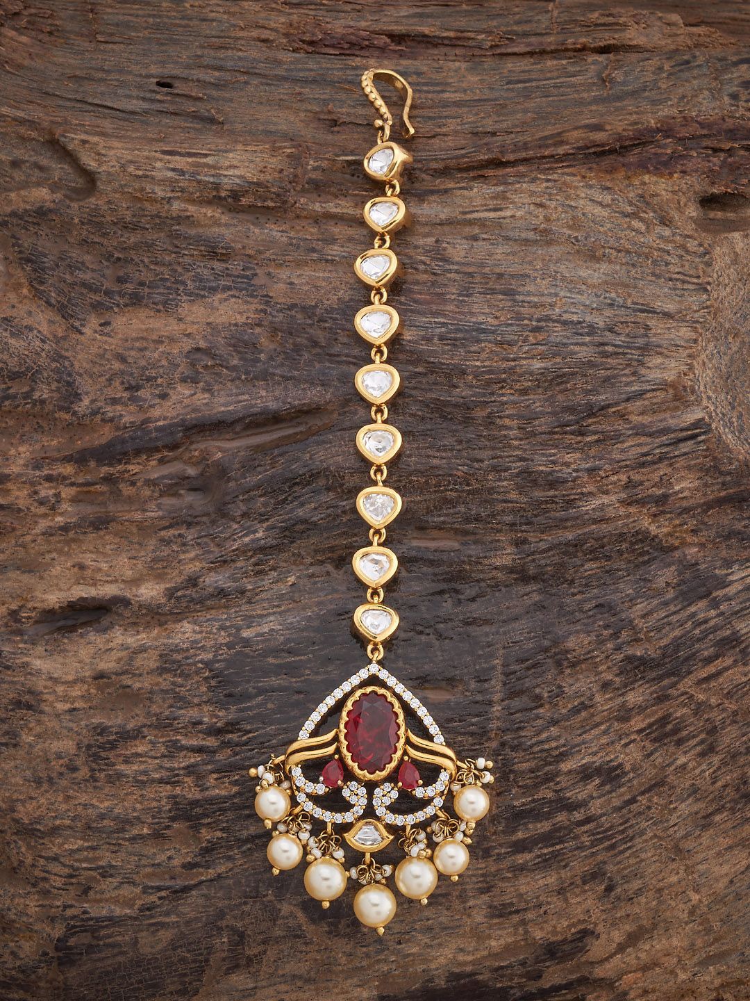 

Kushal's Fashion Jewellery Kundan Studded Maang Tikka, Gold