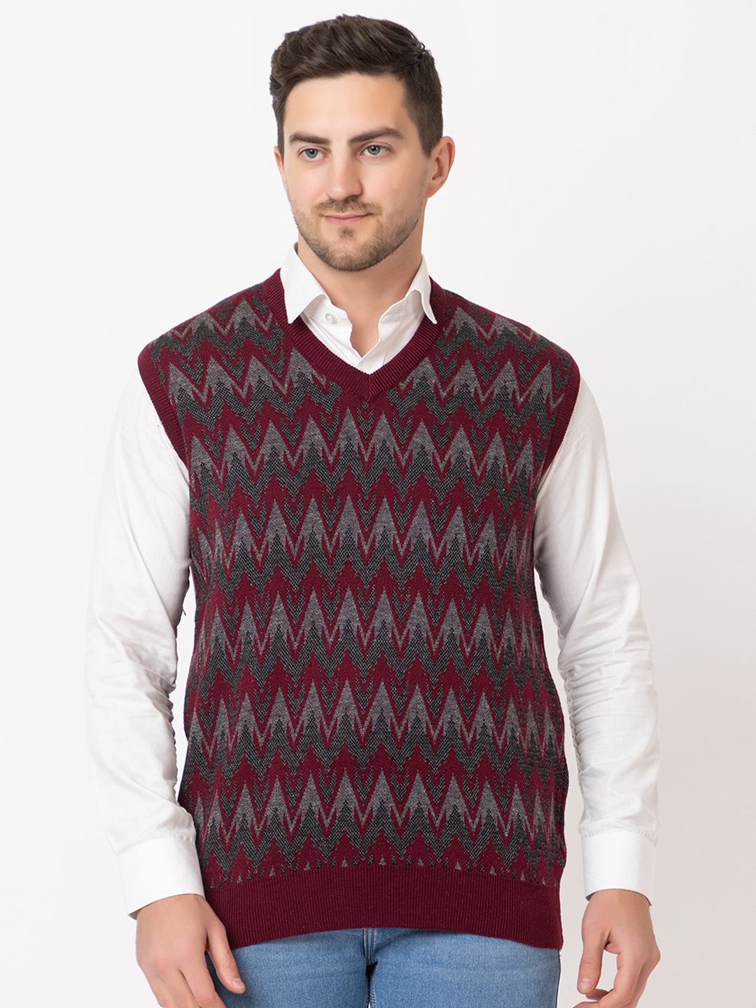 

BeriBlu Men Sleeveless Sweater Vest, Maroon