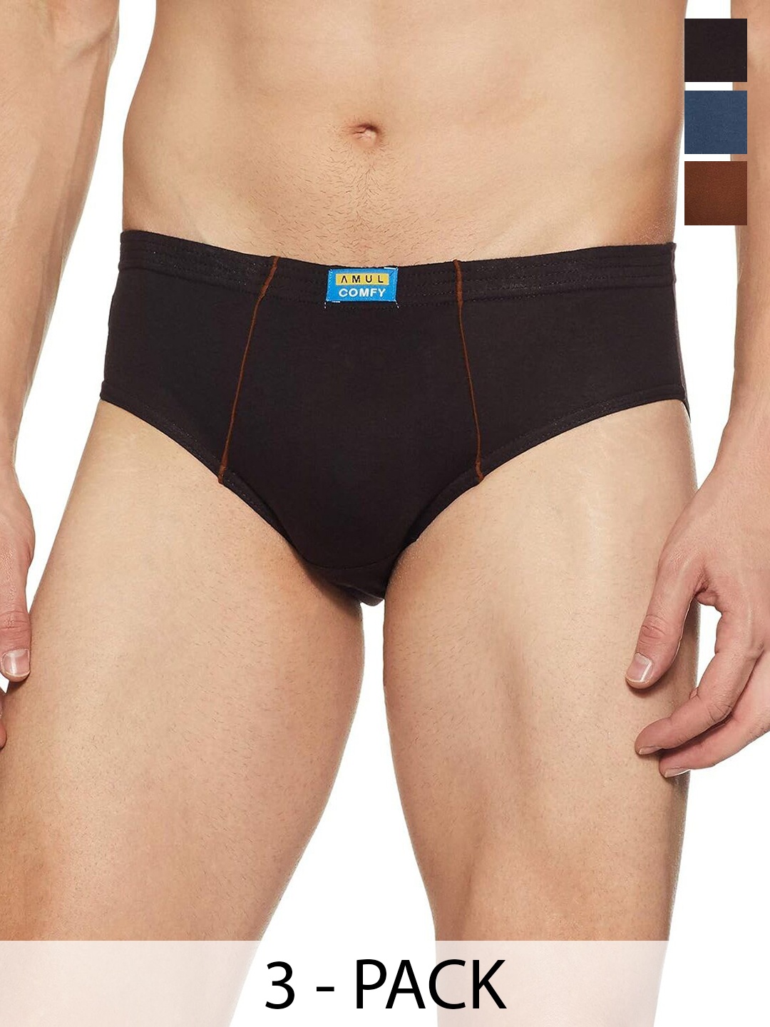 

AMUL COMFY Men Pack Of 3 Mid Rise Hipster Briefs Comfy-Brief-IE-3-95, Blue
