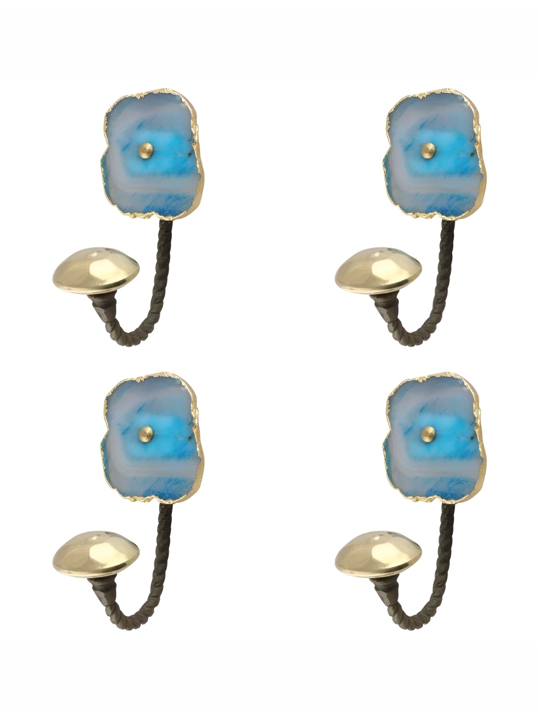 

IndianShelf Turquoise Blue & Gold-Toned 4 Pieces Stone Modern Coat Hooks Door Hangers