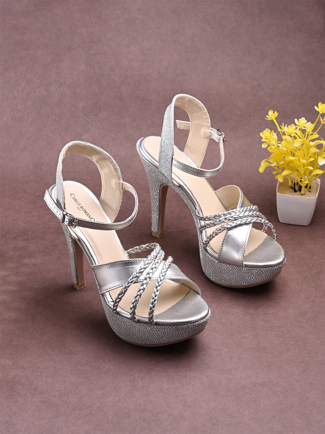 

CARLO ROMANO Women Lightweight Stiletto Heels Sandals, Silver