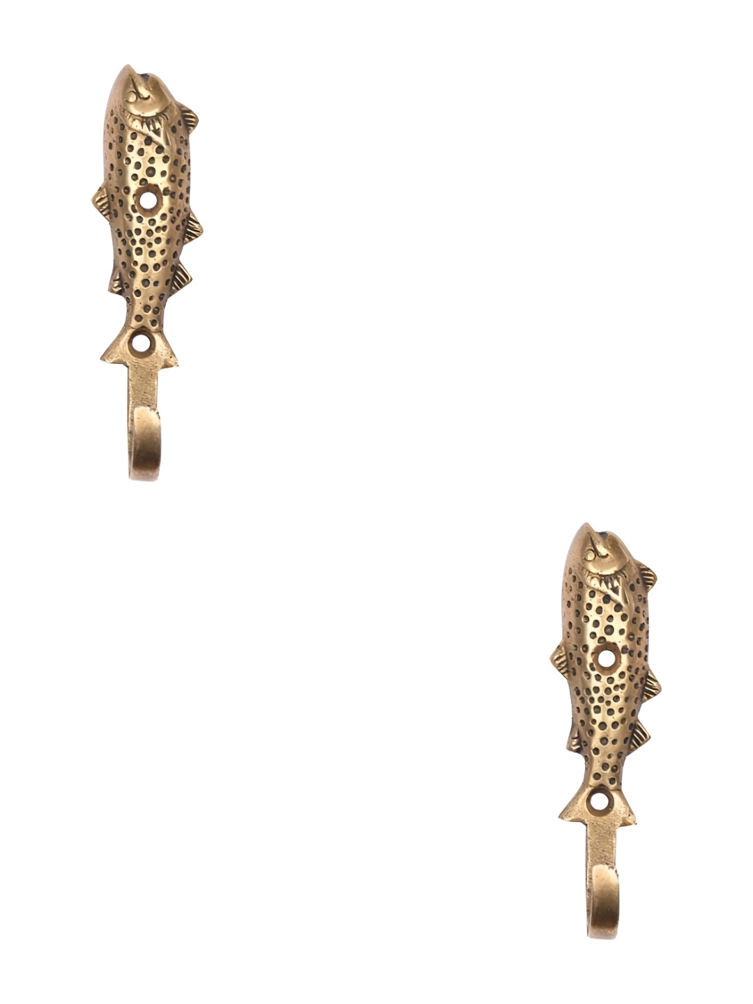 

IndianShelf Gold Toned 2 Pieces Brass Fish Wall Hooks