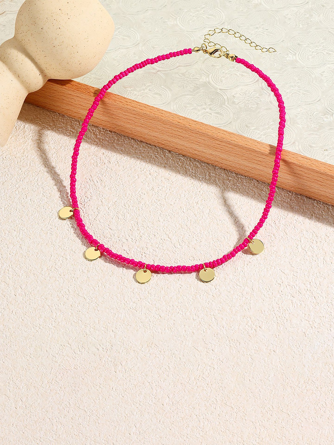 

StyleCast x Revolte Gold-Plated Beaded Chain, Fuchsia