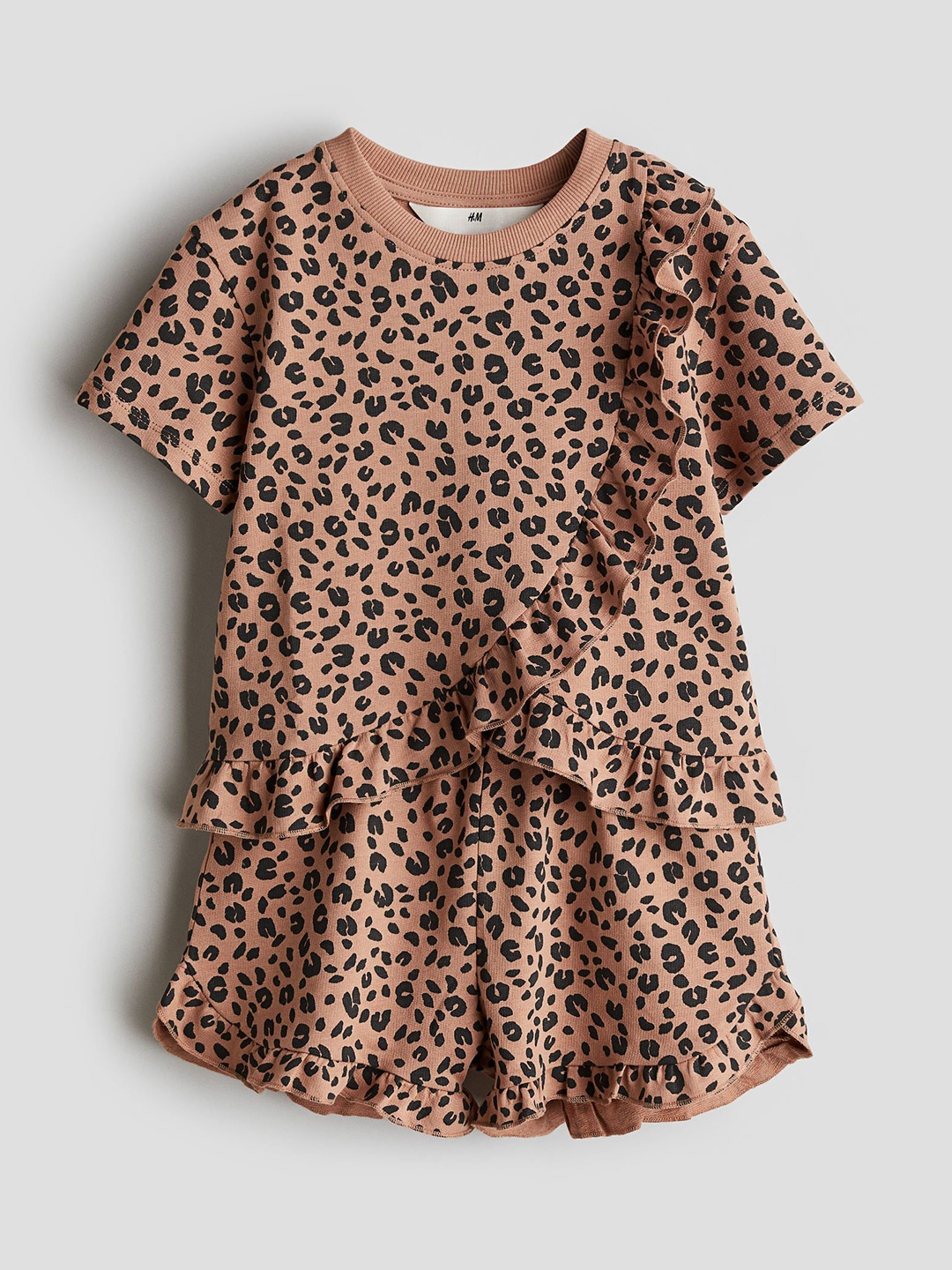 

H&M Girls Printed Top with Shorts, Pink