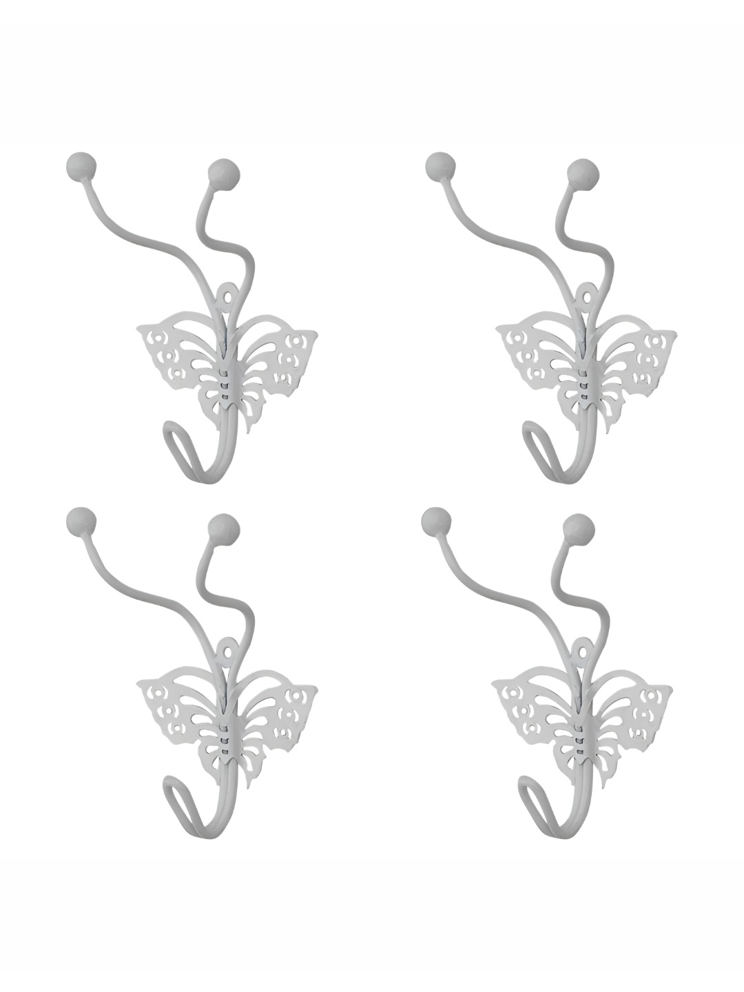 

IndianShelf White 4 Pieces Butterfly Textured Metal Wall Hooks