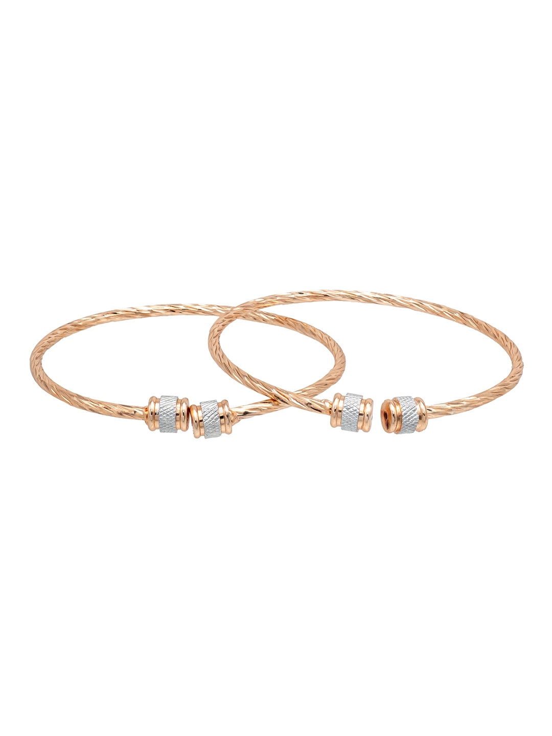 

Shining Jewel - By Shivansh Set Of 2 Gold-Plated Stone-Studded Bangles, Rose gold