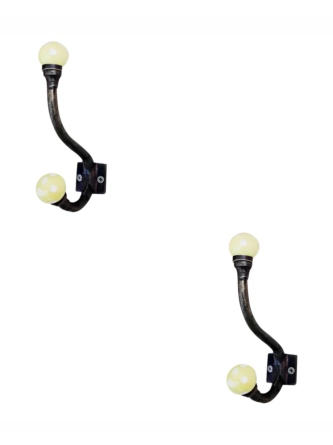 

IndianShelf Yellow & Brown 2 Pieces Ceramic Dot Cloth Hangers Coat Hooks