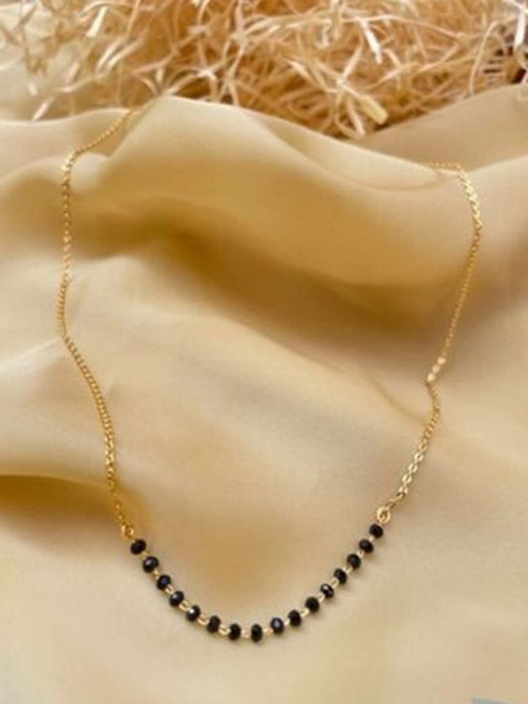 

Wynona Set Of 2 Gold-Plated American Diamond Studded & Beaded Mangalsutras