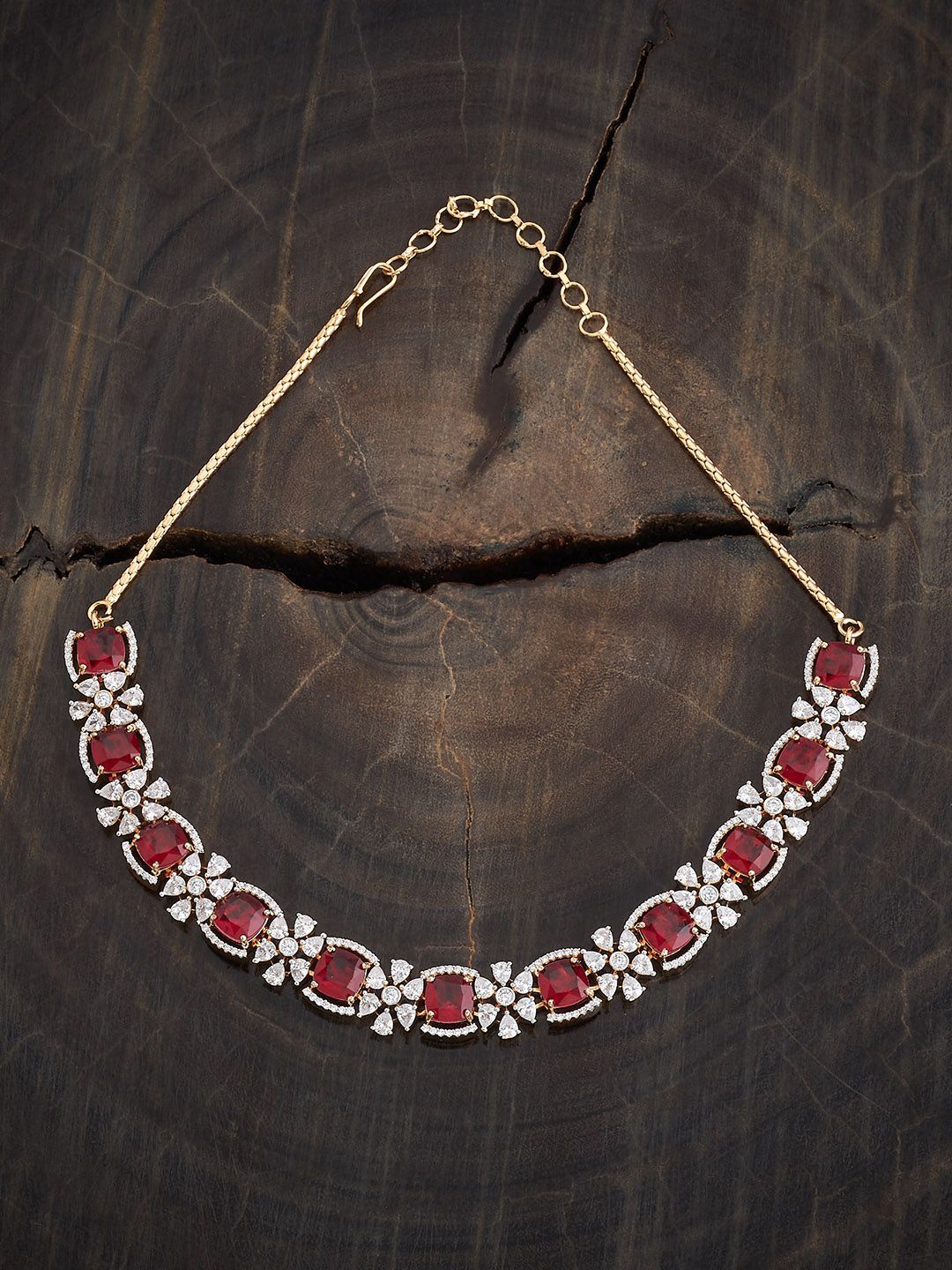 

Kushal's Fashion Jewellery Rhodium-Plated Zircon Studded Necklace, Silver