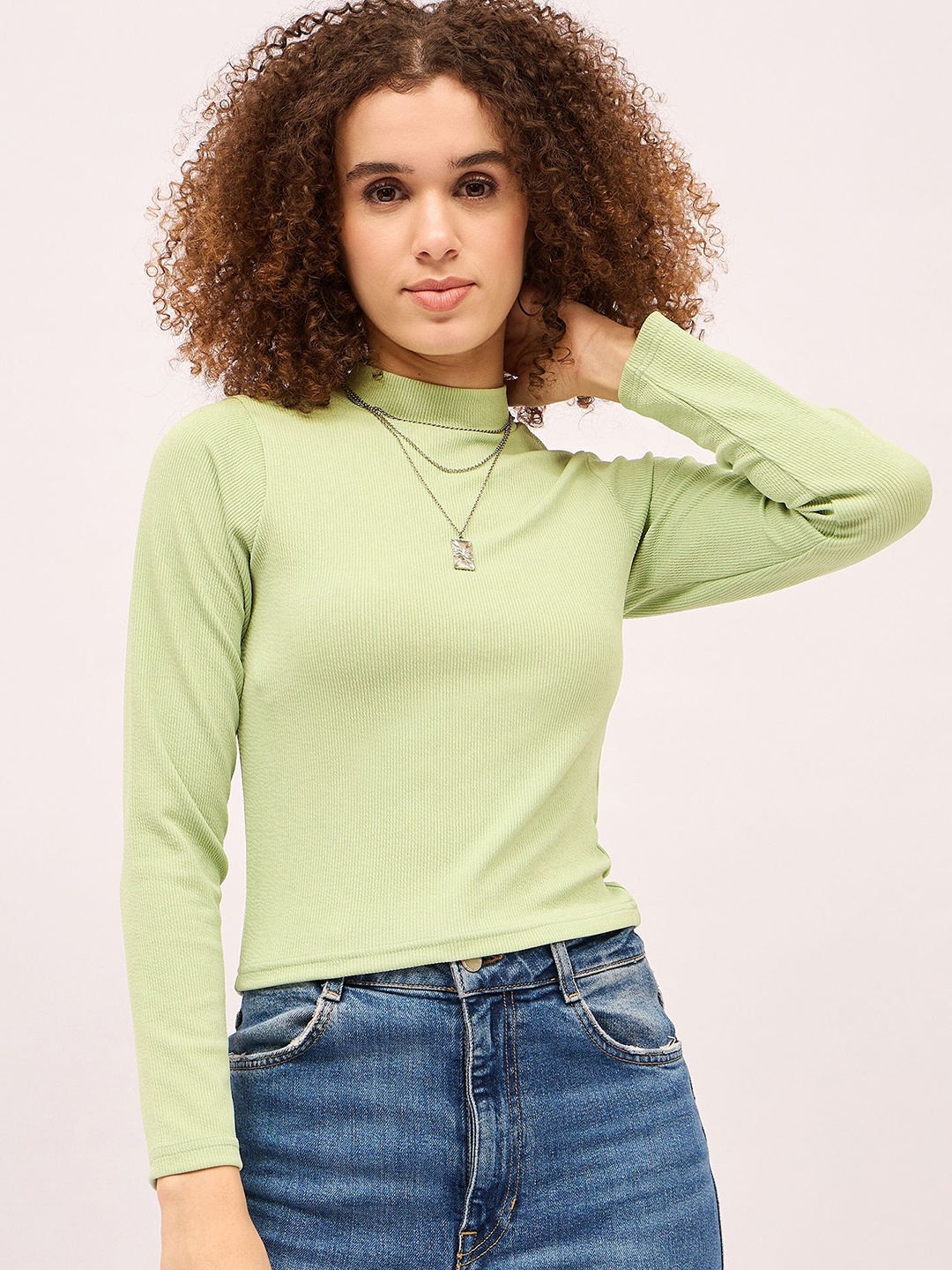 

Mayra Women High Neck Top, Green