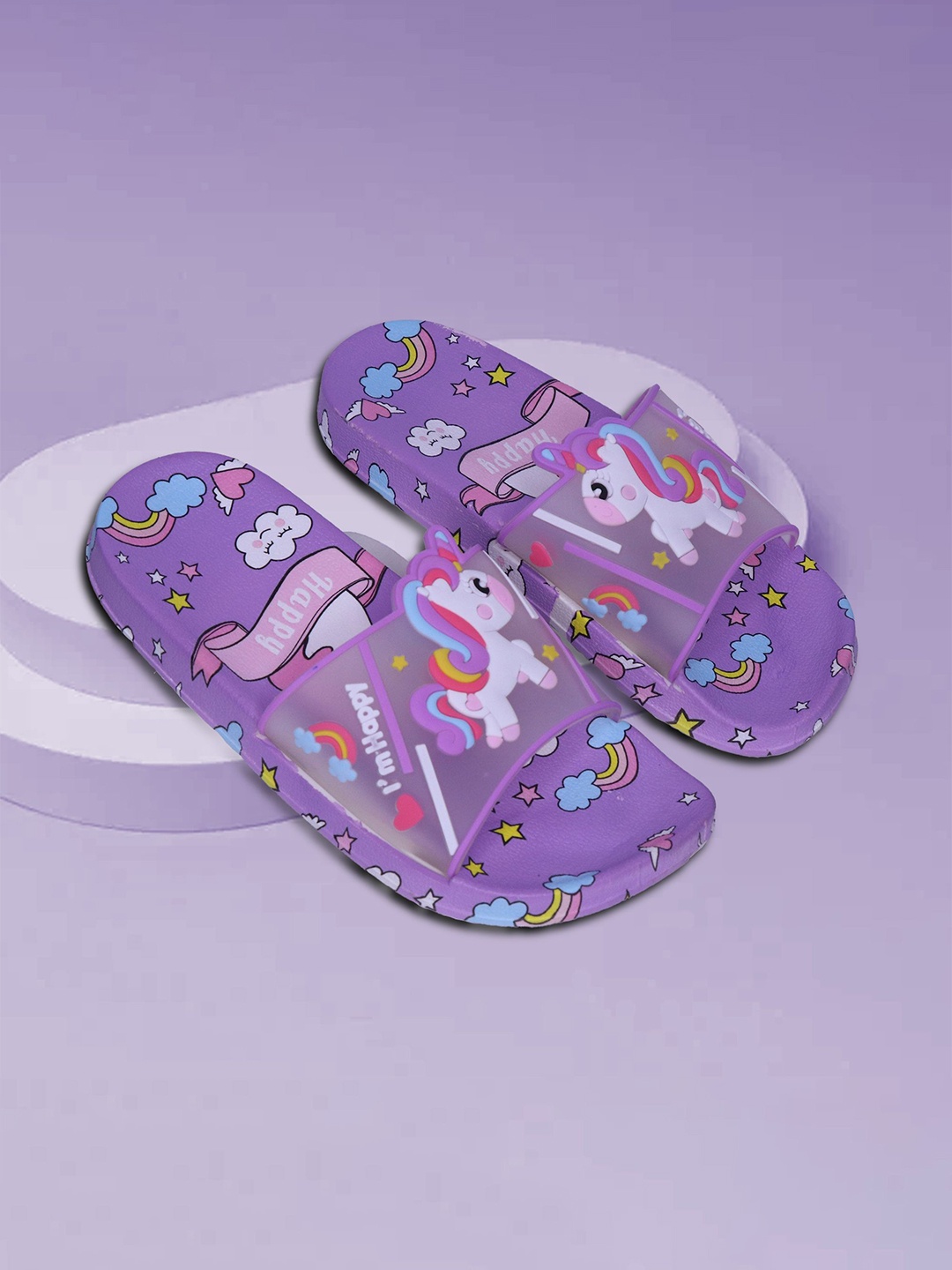 

NEW STEPS Girls Printed Sliders, Purple