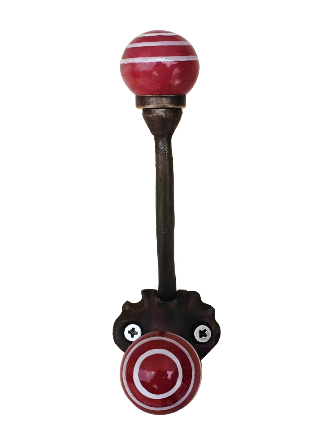 

IndianShelf Red & White Striped Ceramic Wall Hook