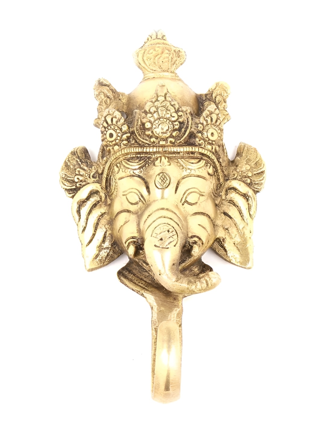 

IndianShelf Goldtoned Brass Ganesha Face Textured Wall Hook, Gold