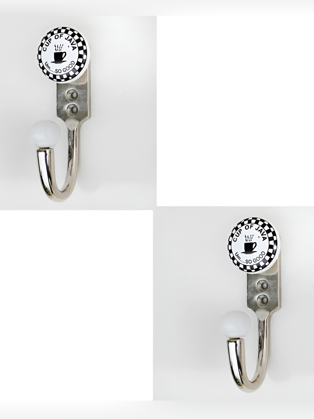 

IndianShelf White 2 Pieces Ceramic Tea Cup Door Hangers Key Hooks
