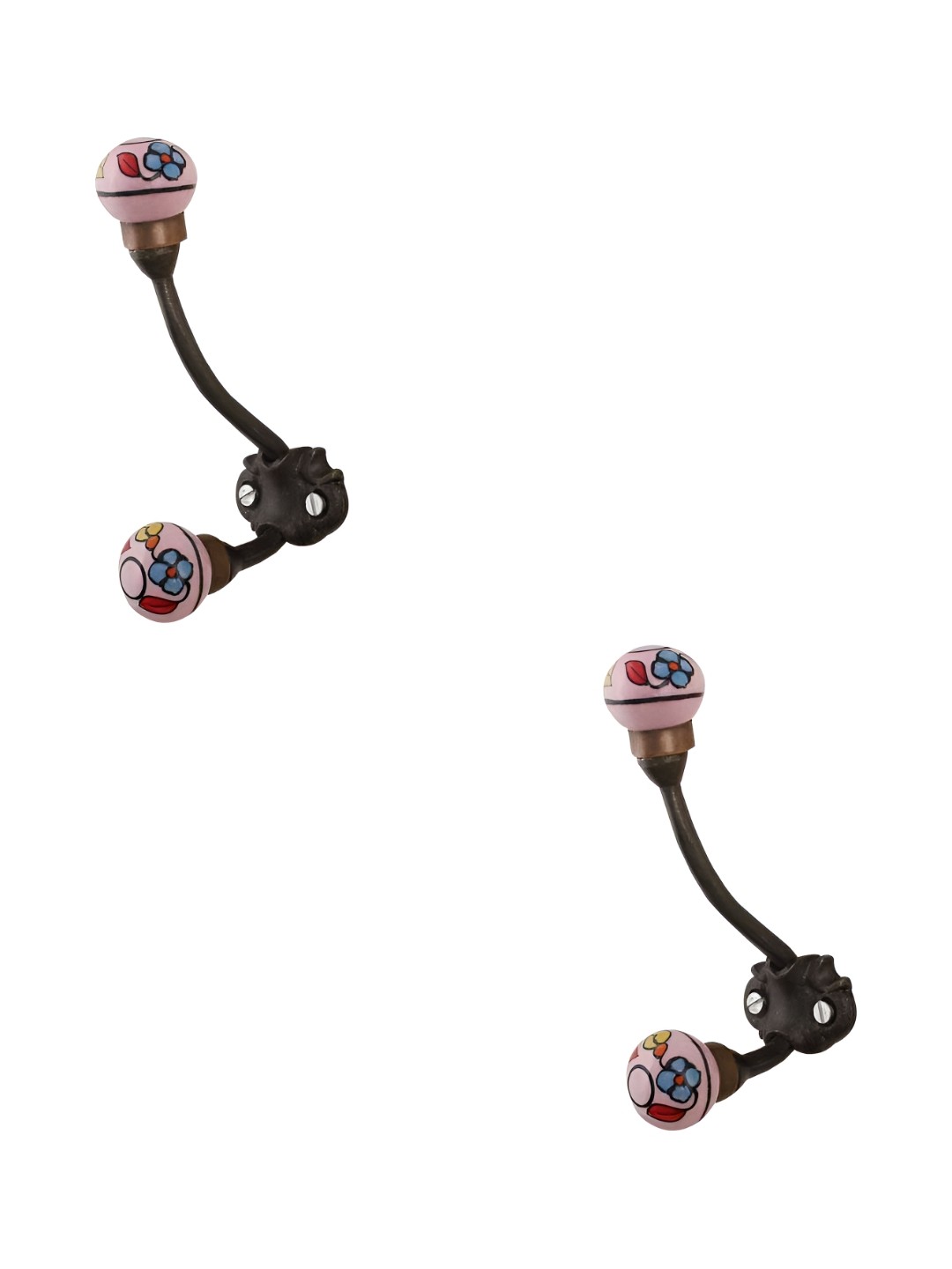 

IndianShelf Pink 2 Pieces Ceramic Rack Wall Mounted Hooks Door Hanger