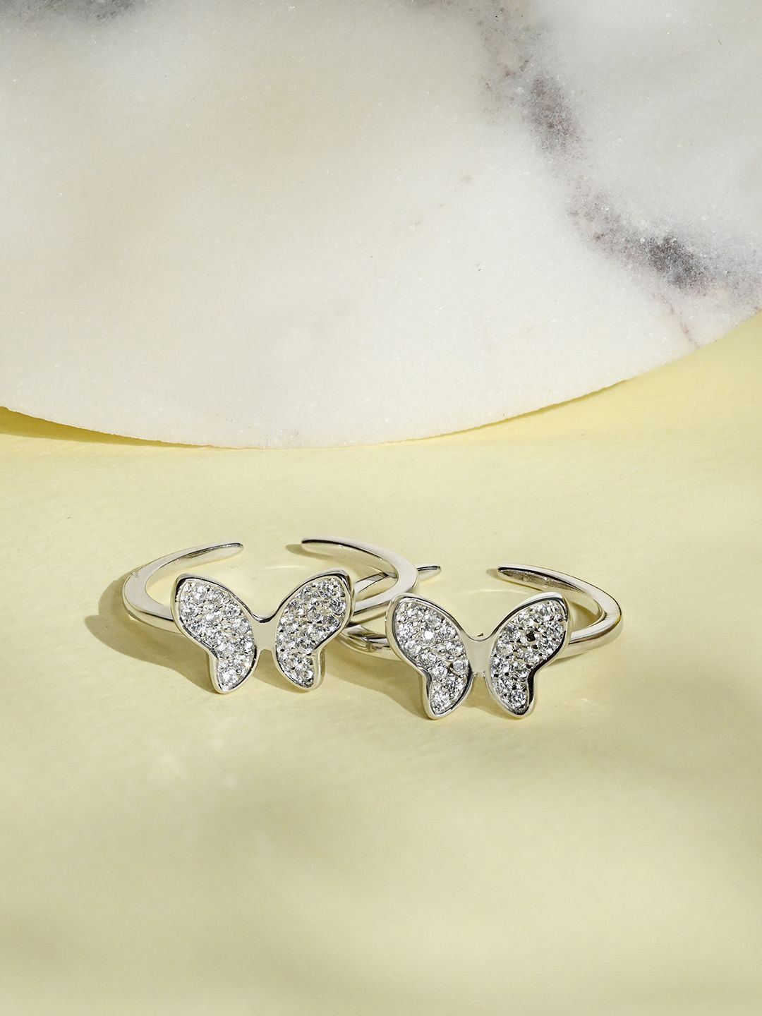 

TOUCH925 Silver-Plated CZ Studded Toe Rings