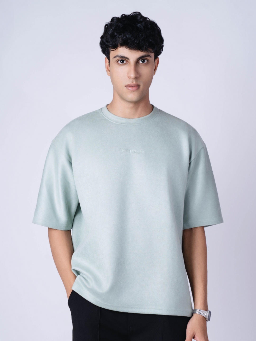 

HOP HEAD Embroidered Suede T-Shirt, Blue