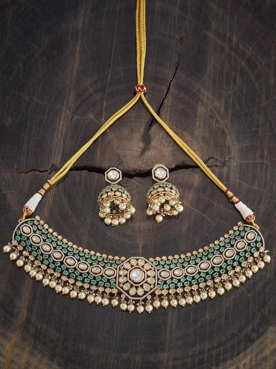 

Kushal's Fashion Jewellery Kundan-Studded Jewellery Set, Gold