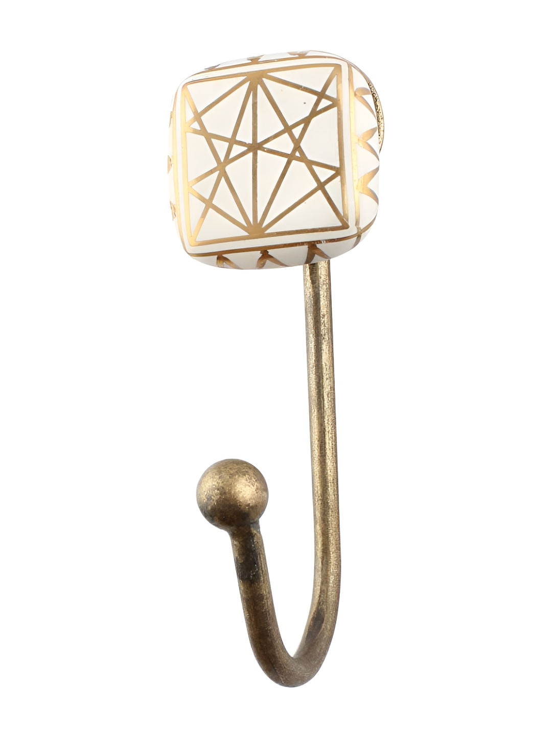 

IndianShelf Gold-Toned & White Ceramic Square Wall Hook