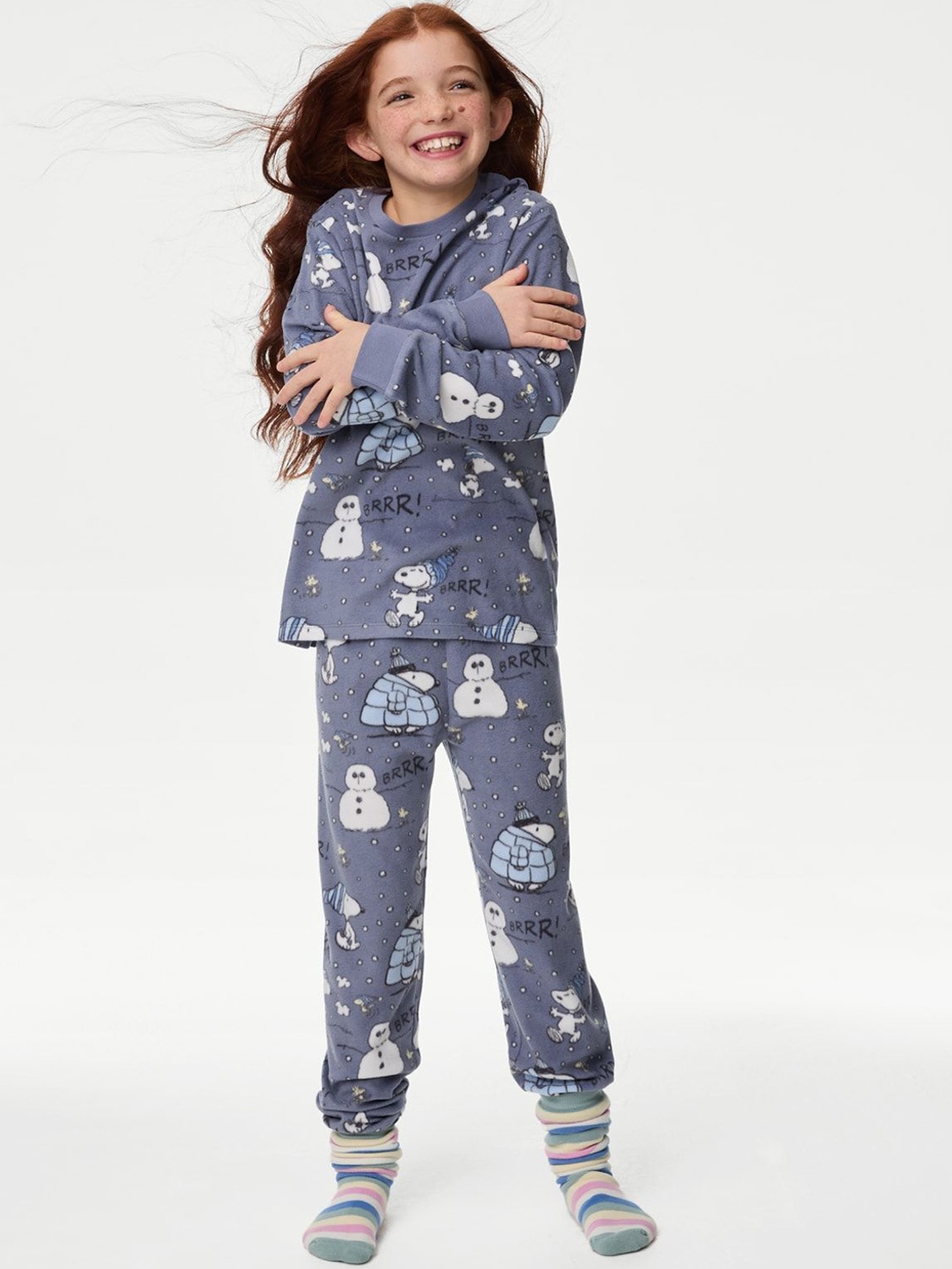 

Marks & Spencer Girls Printed Night suit, Blue