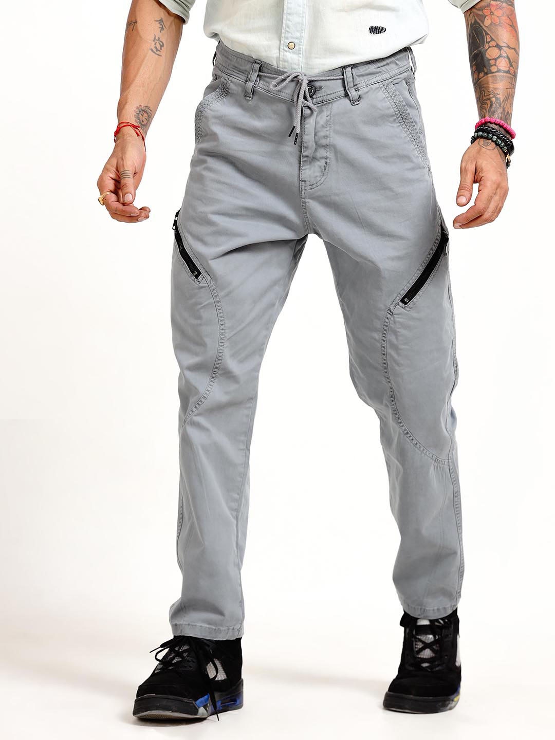 

Italian Colony Men Tailored Tapered Fit Joggers Trousers, Grey